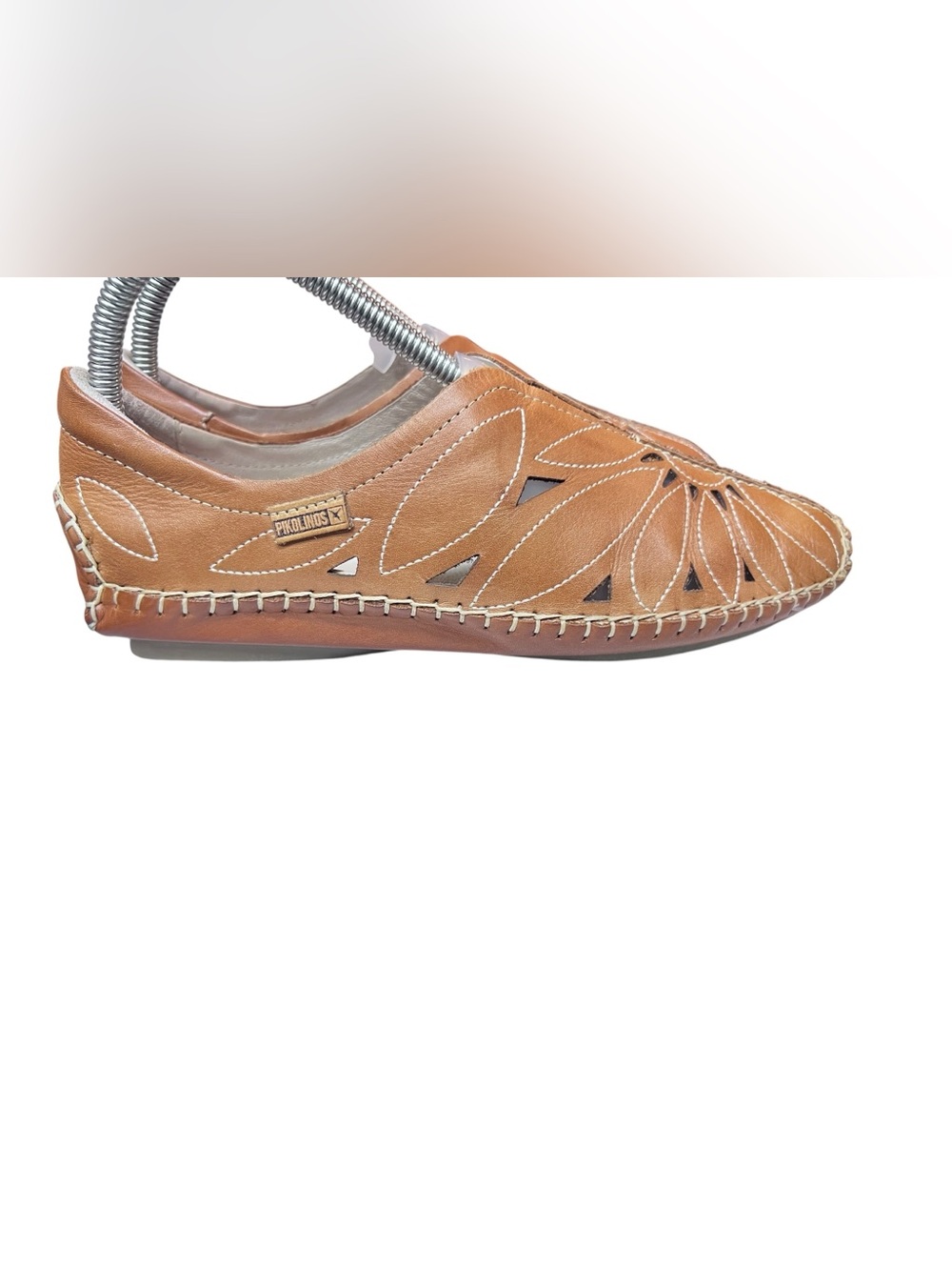 PIKOLINOS JEREZ 578-7399 Brandy Leather Floral Cutout Loafers Size 38
